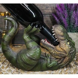 Ebros Gift Dino Wino Prehistoric Dinosaur Thirsty T-Rex Wine Bottle Holder 9.25"Long Trex