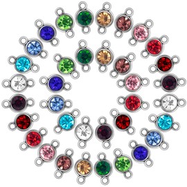 Joez Wonderful 36Pcs Permanent Jewelry Supplies, 12 Mixed Color Double Loops Rhinestone Connector Charm for Earring Necklace Bracelet Keychain Craft Accessories Jewelry Making (12mm)