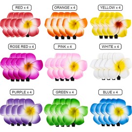 36 Pinzas para Cabello con Flor de Plumería Clips de Flores de Espuma Hawaiana Clips Artificiales de Plumería para Nupcial Boda Tropical Vacación Fiesta Decoración para el Cabello