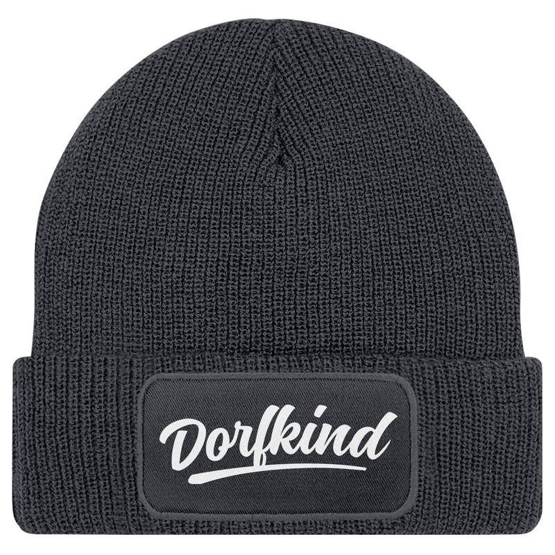 MoonWorks® Men's Beanie with Patch Dorfkind Knitted Hat with Saying
