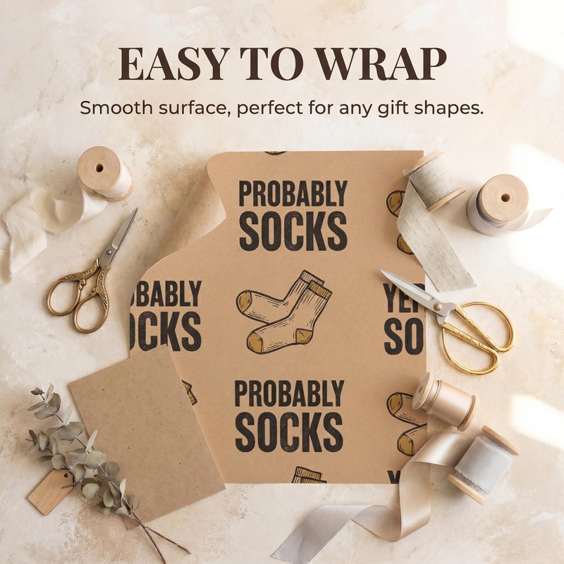 SHSEEN Probably Socks Funny Wrapping Paper, 19.6 x 27.5 in,