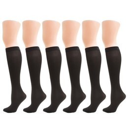 Angelina 70D Opaque Knee High Trouser Socks (Pack of 6 Pairs), #3307 Black, Size 9-11.