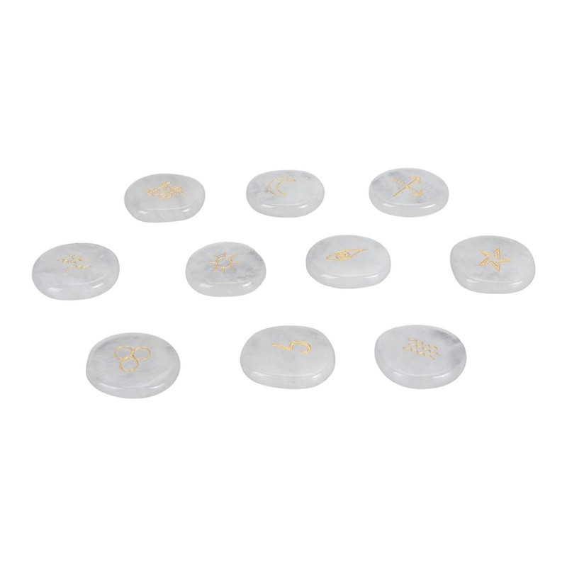 10Pcs Engraved Rune Stones Palm Stones Healing Witch Rune Stone