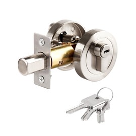 Single Cylinder Deadbolt Round Security Door Lock with Key Zinc Alloy Deadbolt Standard Size for Bathroom Door Lock Bedroom Door Lock Entrance Door Lock for Interior and Exterior