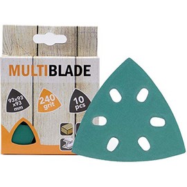 Multiblade Professional Velcro Sanding Sheet 93 x 93 x 93 mm, Pack of 10, Grain 320, 6 Holes, for Wood and Metal, Professional Quality, for Delta Sanders, Sanding Pads