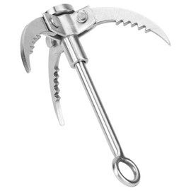 Stainless Steel Grappling Hook, with 3 Climbing Folding Sawtooth Claws Carabiner Load 350Kg for Climbing, Outdoor Camping Hiking, or Tree Limb Removal.