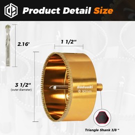 DaduoRi 3 1/2" Serrated Diamond Hole Saw with 2Pcs Removable Pilot Bits, Easy-Align for Precise Drilling in Porcelain, Ceramic Tile, Granite, and Marble (3.5" Tile Drill Bit)
