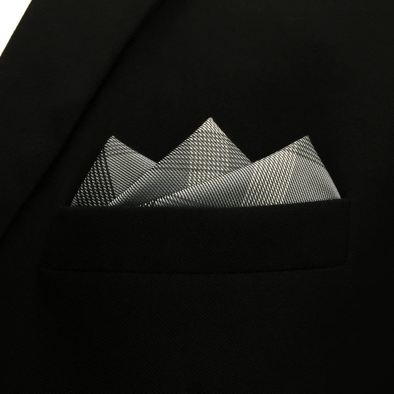 S1 SHLAX&WING Check Grey Men's Necktie 100% Silk, 12.6 x