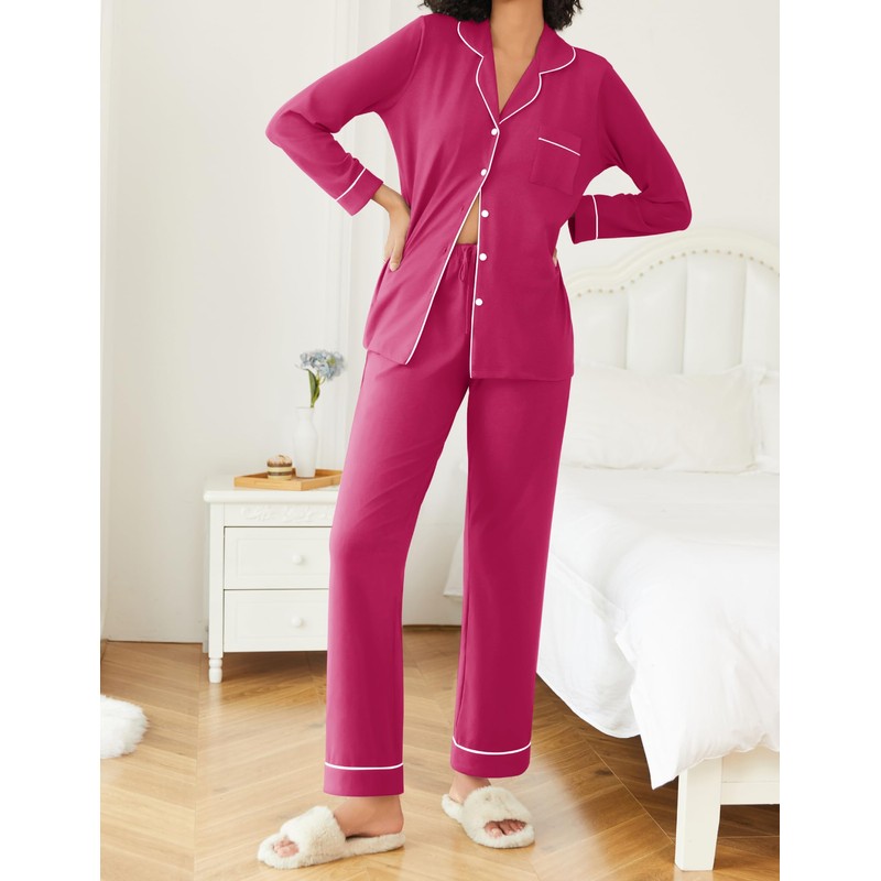 Ekouaer Womens Pajamas Set 2 Piece Long Sleeve Sleepwear Set