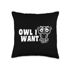 niedliches Eulen Geschenk für Frauen Want owl Throw Pillow, 16x16, Multicolor