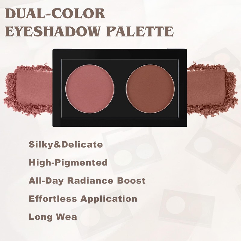 Duo Eye Shadow Palette，Nude Matte+ Warm Gray Matte Shades Eyeshadow
