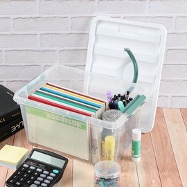 Hayixia 1-Pack 14 Quart Clear Plastic Storage Latching Box, Plastic Storage Bin with Handle