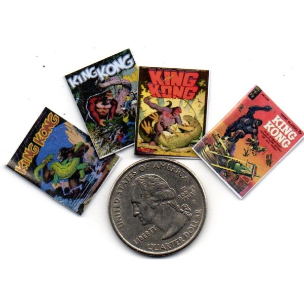 4 Miniature OPENING 'KING KONG' Comics - Dollshouse 1:12 scale