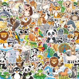 Set of 170 Pcs Animal Stickers for Kids - Waterproof Cute Animal Stickers - Animal Stickers for Water Bottles Laptop Scrapbook - Vinyl Sticker Packs for Kids Teens Students Elementary