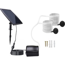 Aquarium Air Pump Oxygenator, 2.5W Solar Air Pump Aquarium and Air Bubble Stones, Solar Pond Aerator for Fish Tank up to 120 Gallons 3 Mode&No Noise Solar Aerator for Pond Fishing Oxygen Increasing