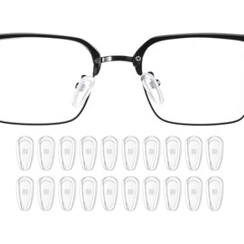 HARFINGTON 10 Pairs Eyeglass Nose Pads 5.5mm Thickness Silicone Anti-Slip Glasses Nose Grips Air Bag Screw-in Glasses Nose Pads for Plastic Frames Glasses Sunglasses, Clear