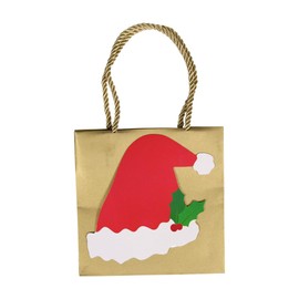 Caspari Be Merry Christmas Santa Hat Small Square Gift Bag, 2 Count