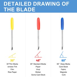 LALAGO Compatible with CB09 CB09U Graphtec Blades for Silhouette Cameo, 30 Graphtec Blades 30/45/60 Degree Vinyl Cutter Plotter Cutting Blades, for Silhouette Cameo 5 Silhouette Cameo 4