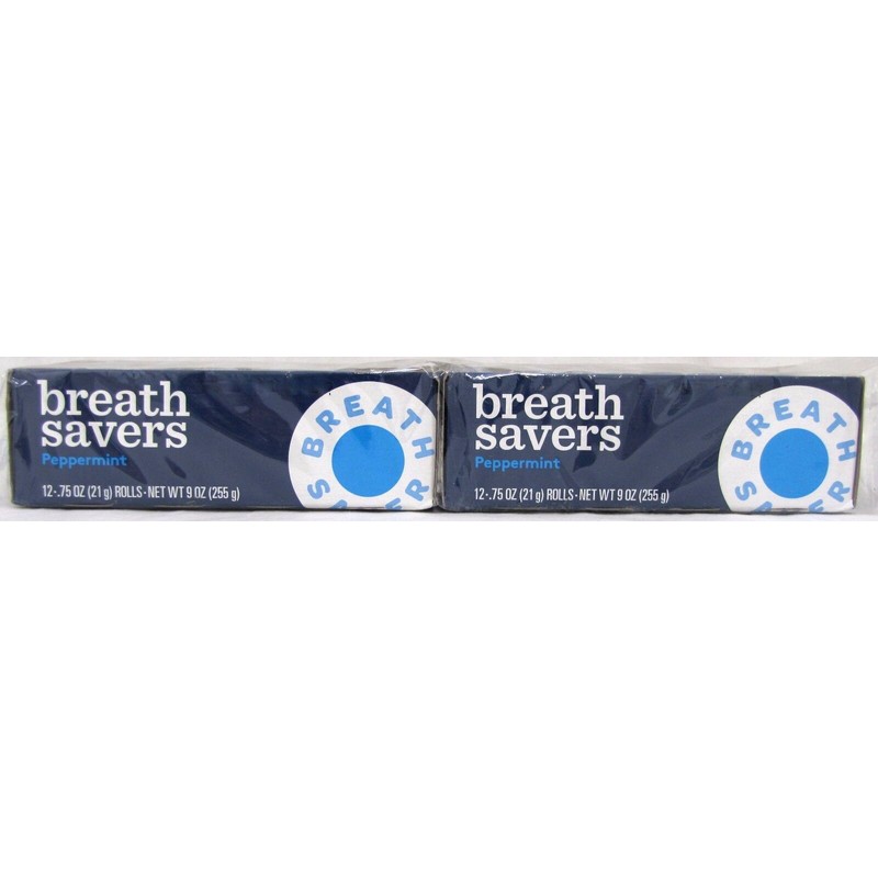 Breath Savers Peppermint Pack of 24 Rolls Mints Breathsavers Bulk