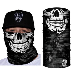 Fast Mask Tubular Face Mask, Tubular Bandana Happy Skull Design, Breathable Fabric, 100% Polyester Microfiber Face Protection with SPF 40 for Men and Women - (Happy Skull Neck Gaiter)