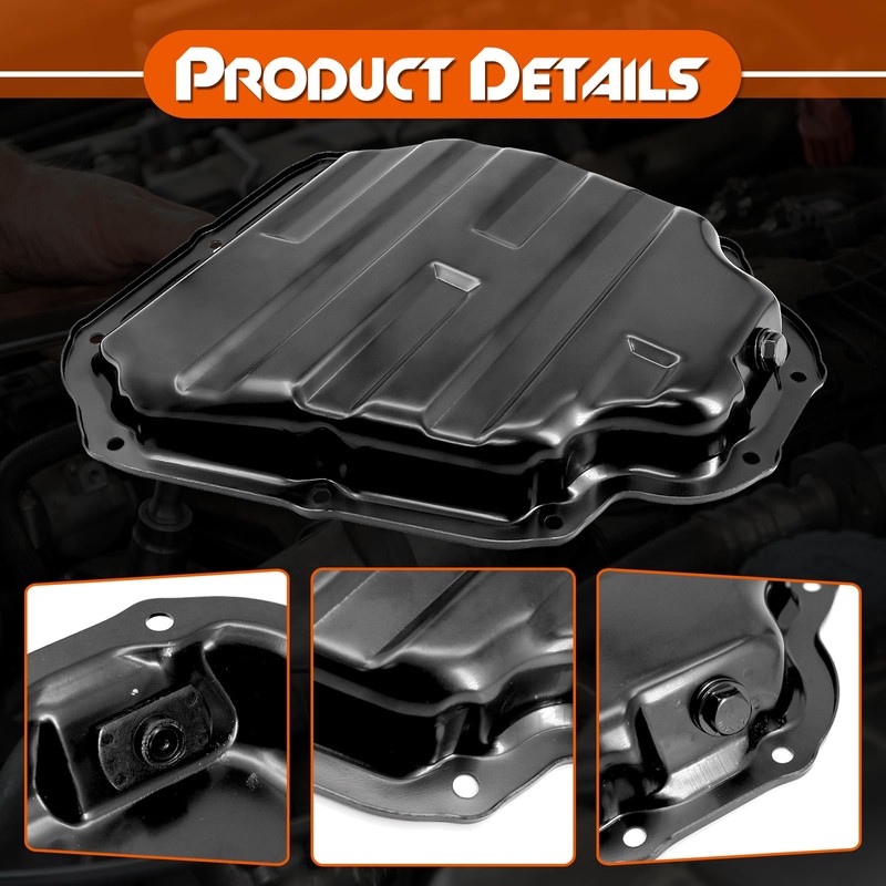 Lower Engine Oil Pan Sump with Drain Plug, Compatible with