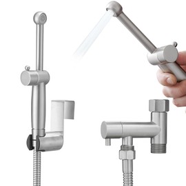 BATHLAVISH Handheld Bidet Sprayer for Toilet, All Brass Bathroom Toilet Sprayer Bidet Attachment Set, Baby Cloth Diaper Spraying Kit for Pet Bathing and Feminine Care, Brushed Nickel