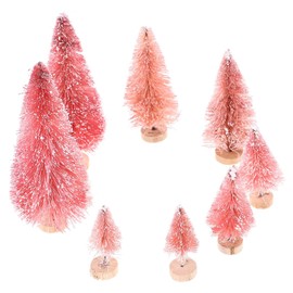 TOYANDONA 8pcs Bottle Brush Christmas Trees Pink Mini Christmas Trees Small Christmas Trees Mini Pine Trees Desktop