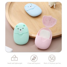 UTMACH 300 Pieces 6 Boxes Soap Box Leaves Soap Mini Soap Paper Portable Soap Paper Soap Paper Soap Sheets with Plastic Box Soap for On the Go Travel Camp Outdoor Hiking
