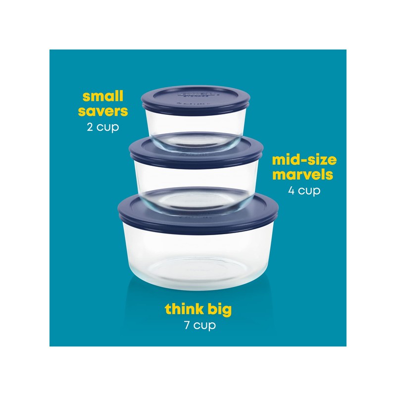 Pyrex Simply Store (3-Pack) Glass Food Storage Containers Set, (2,