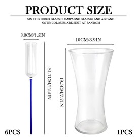 DOERDO DD 6Pcs Champagne Flutes Long Stem Wine Glasses Baseless Toasting Flute Set Cocktail Highball Cup for Party, with Holder