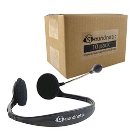 Soundnetic 10 Pack Disposable Stereo Classroom Headset with 3.5mm Plug and Boom Microphone