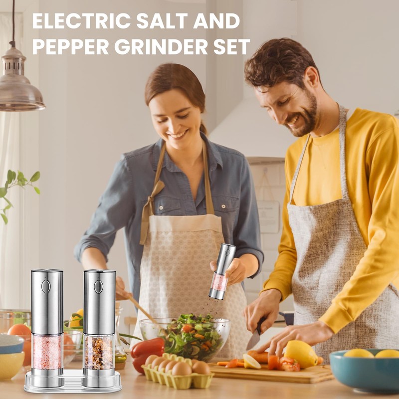 Fzaqwen Electric Salt and Pepper Grinder Set Rechargeable - Automatic