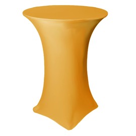 32 Round x 43" Tall Spandex Fitted Table Cover for Folding Bar Height Tables (Gold)