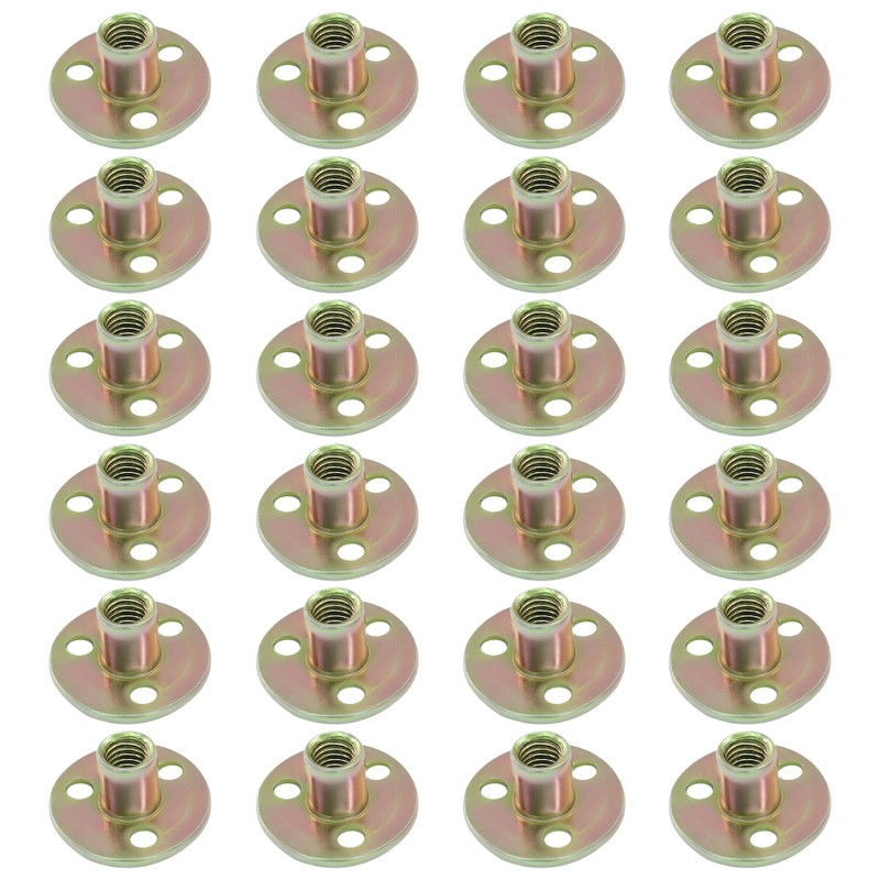 Hordion 24Pcs 3/8"-16 Carbon Steel T Nuts, Round Base Plate