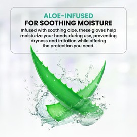 Synthetic Stretch Disposable Vinyl-Blend Gloves, Powder-Free, Non-Sterile, Latex-Free, Aloe Infused, Green Colour, 100 Pack (Small)