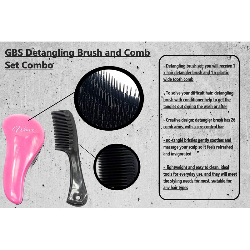 G.B.S - Juego de 2 cepillos para desenredar pelo rizado