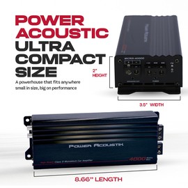 Power Acoustik Class D Monoblock Amplifier – 4000 Watt Class D Monoblock Amp | Compact Car Amp for Subwoofers | High-Power Mono Amplifier Car Audio | Ultra-Small for Car Mono Systems