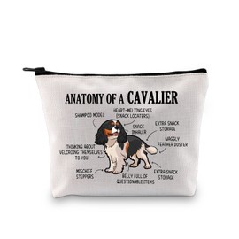 PYOUL Cavalier King Charles Spaniel Lover Gift Anatomy of A Cavalier Makeup Bag Cavalier King Charles Spaniel Owner Cosmetics Bag Dog Mom Gift (Cavalier 2.0 Bag)