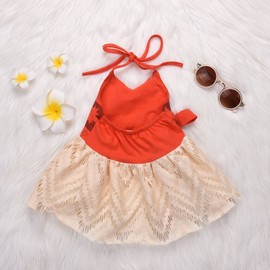 Baby Girl Moana Fancy Dress Romper Sister Matching Ruffle Lace Outfits Costume (2-3 Years, Halter Dress)