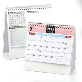 Desk Calendar 2025-2026, Calendar 2025-2026 UK from July. 2025 to Dec. 2026, 18 Month Twin-Wire Binding Desktop Calendar, Standing Flip Desk Calendars for Home Office Study