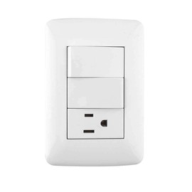 SANELEC, Doble Apagador y Contacto Aterrizado, Línea Nápoles, Diseño Moderno, Apagadores e Interruptores, Modelo 4520