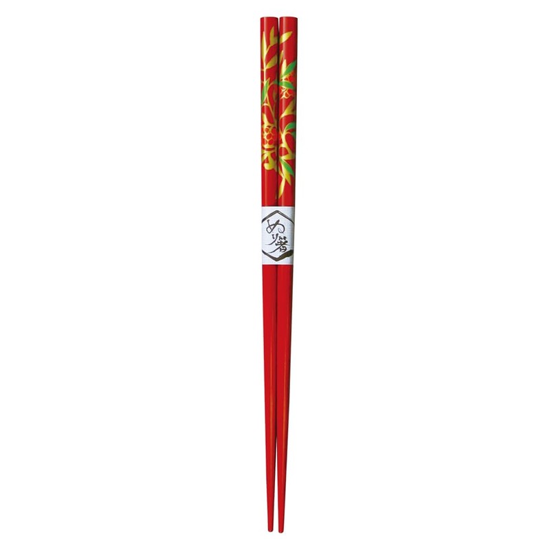 Marujyu 742812 Painted Chopsticks Nanten, Set of 2, Black, Red,