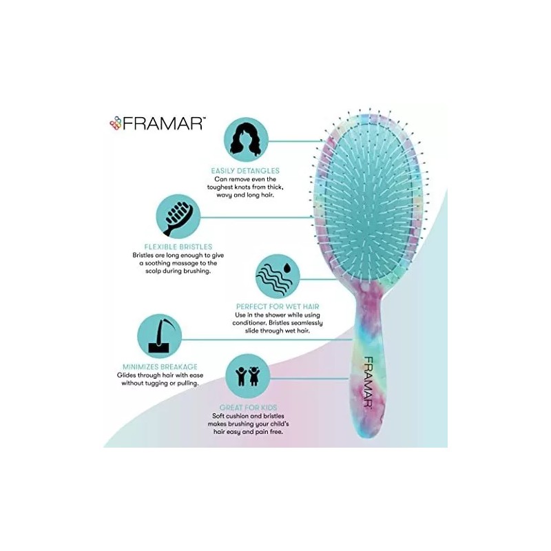 Cepillo Para Cabello De Plastico Multicolor Diseño Acuarela