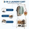 Garvee Laundry Cart with Hanging Rack, Metal Rolling Laundry Hamper