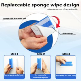 Magic Sponge Eraser with Handle Set, 10 Scouring Refill Pads 2 Reusable Scrubber, Scrub Pad Singles with Handle for Cleaning Shower Tile, Bathtube, Sink, Countertops, Stovetops, Patio Furniture