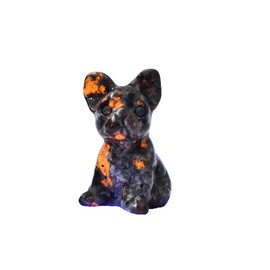AMOYSTONE 2" Stone Puppy Figurines Natural Gemstone Dog Animals Carved Gemstone Yooperlite Stone Puppy Statue Sculpture Ornaments Home Decorations