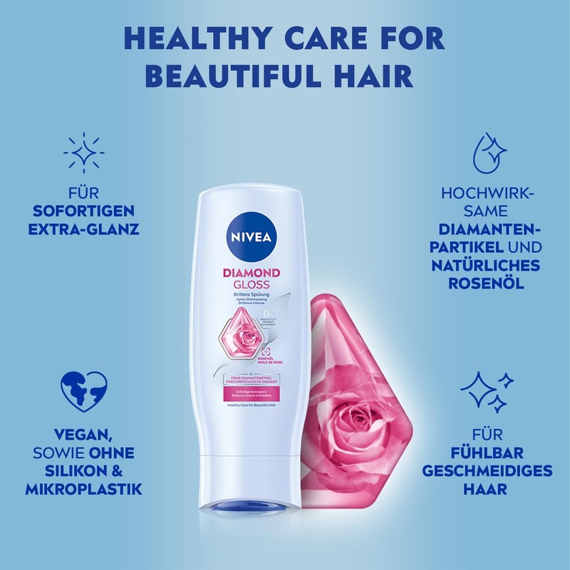 NIVEA Diamond Gloss Brilliance Conditioner, Nourishing Hair Conditioner with Diamond