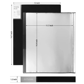 Folder with Plastic Sleeves 2 Packs 11"x14" Black Portfolio Folder for Artwork Display Book 30 Pockets 60 Page Capacity