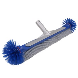 Poolvio Professional 17.5" Floor & Wall Pool Cleaning Brush with Tough Around Nylon Bristles, EZ Clip Aluminum Handle- Easily Sweep from Walls, Floors, Steps