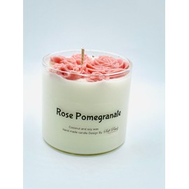 Rose Pomegranate Coconut and Soy Wax Candle, Hand Made